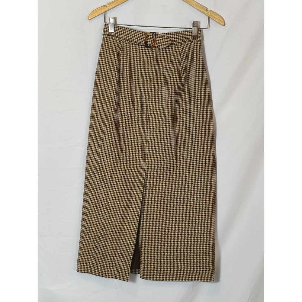 Vintage Worthington Houndstooth Plaid Pencil Skirt Sz 8P Fits XS/S nerdy classic